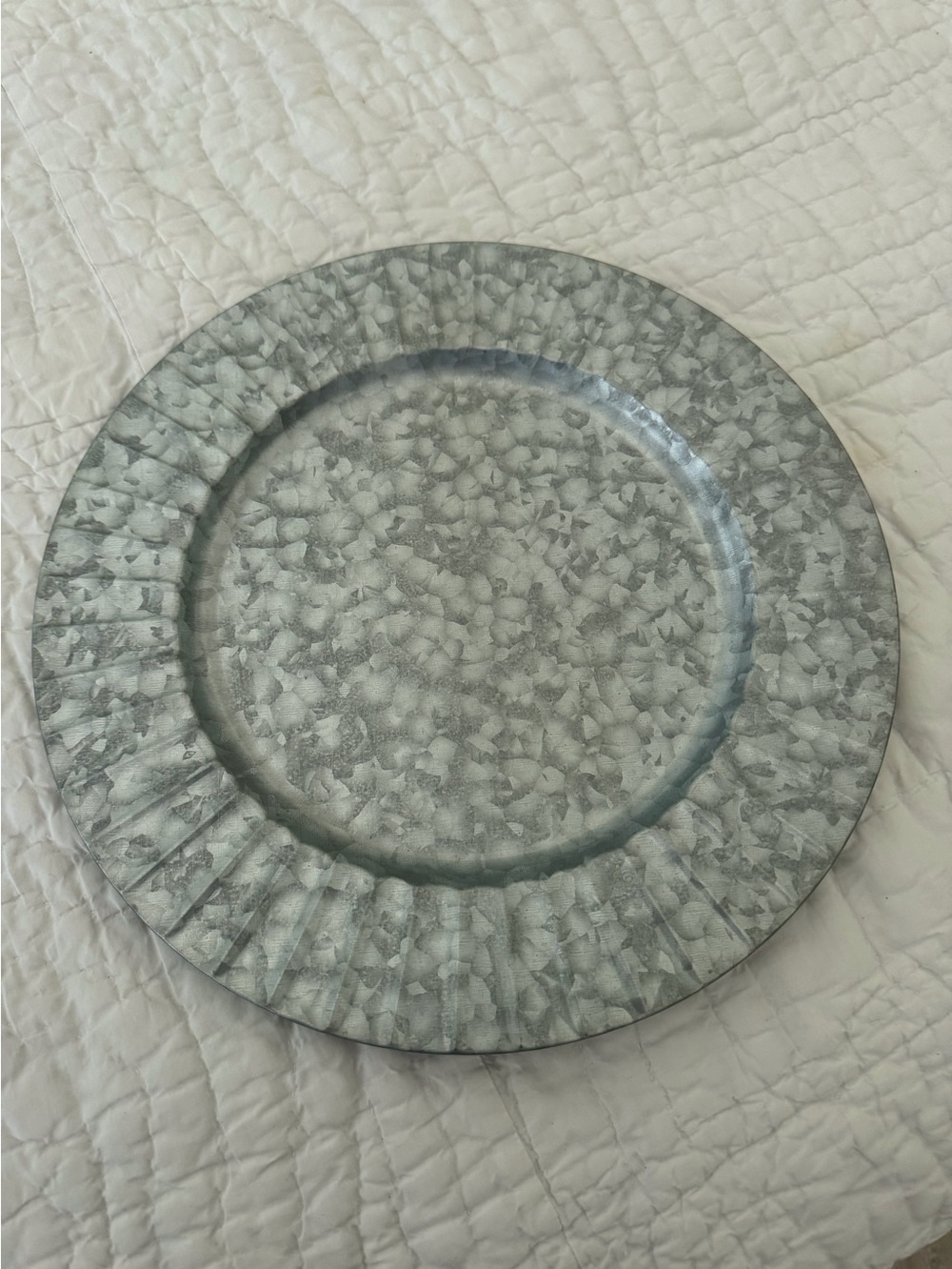 Quantity 15.  Textured Decorative Charger Plate in Metallic Gray